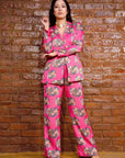 Fuchsia Pink Floral Pant Suit - pant suit for women