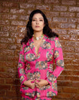 Fuchsia Pink Floral Pant Suit - pant suit for women