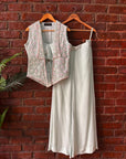 Mint Sequin work Jacket and Pant Set