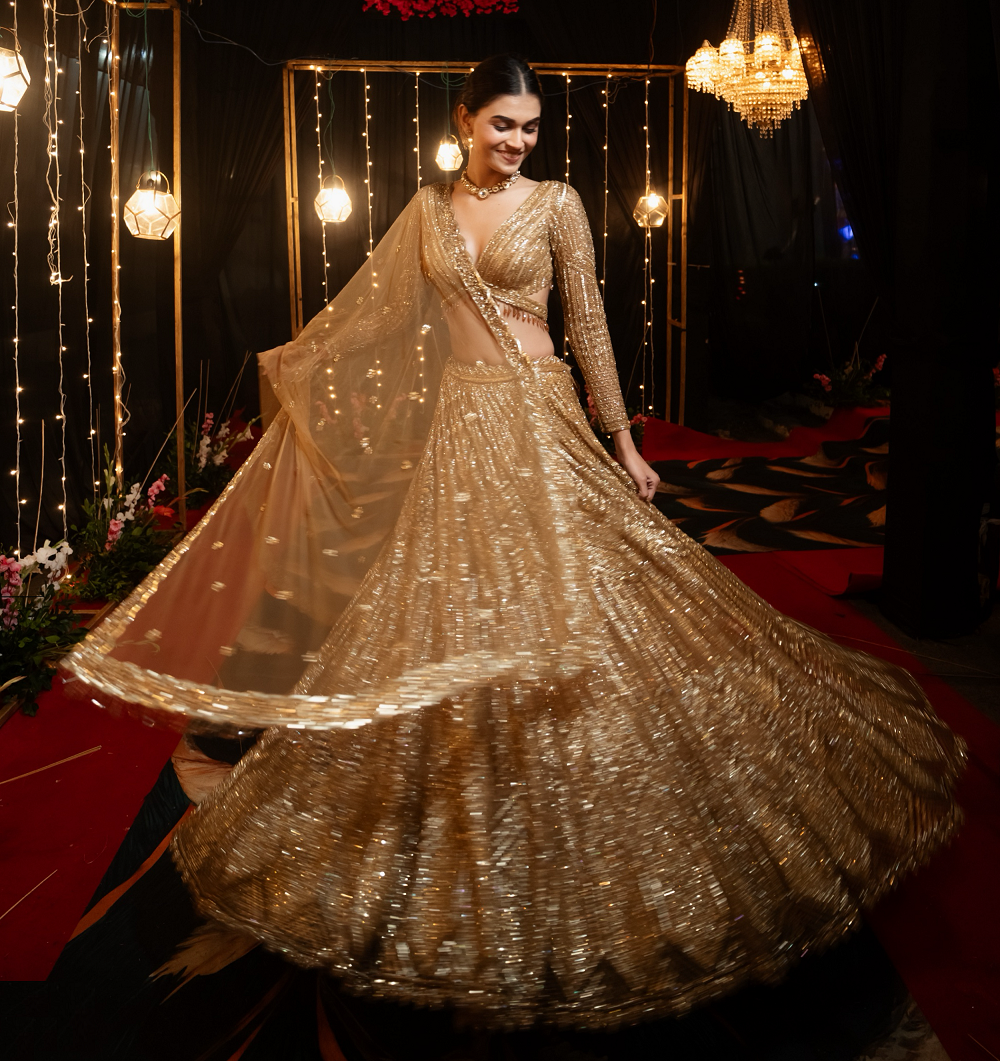 Icarus Gold Lehenga Set - golden lehenga Australia