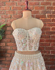 Beige Sequin work Corset and Lehenga - Beige blouse
