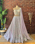 Ivory Corset and Lavender Sequin work Lehenga - Lavender lehenga