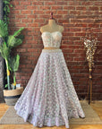 Ivory Corset and Lavender Sequin work Lehenga - corset and lehenga set