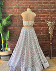 Ivory Corset and Lavender Sequin work Lehenga