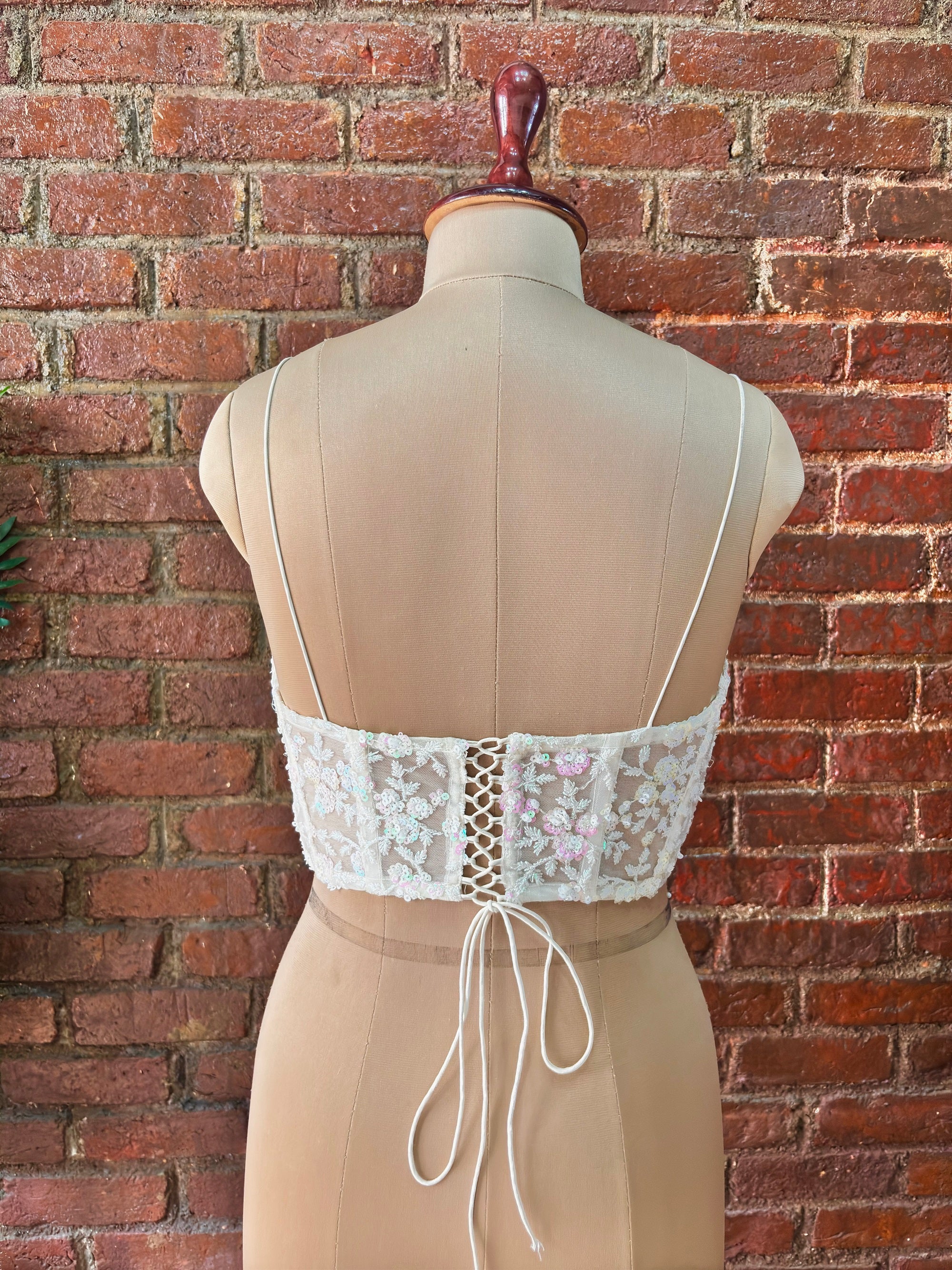 Ivory Corset and Lavender Sequin work Lehenga