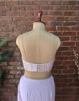 Lavender Pre-Draped Saree with Mirror work Blouse - Blouse back