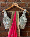 Crimson Chiffon Saree with Mirror Blouse - saree dress