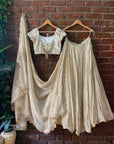 Beige and Ivory Hand Embroidered Lehenga Set - embroidered lehenga set