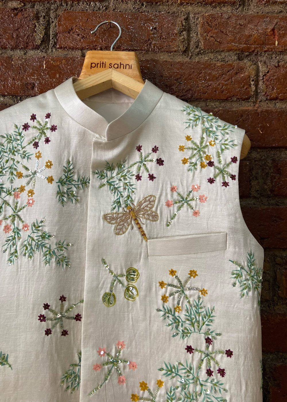 Floral Hand Painted Kurta and Bundi Set - indian attire for men