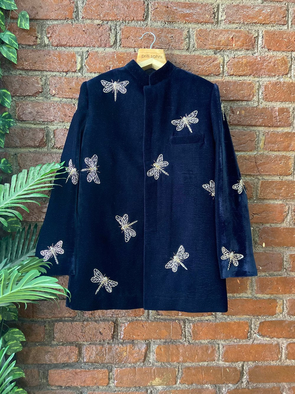 Dragonfly Embroidered Bandhgala Set - men's wear