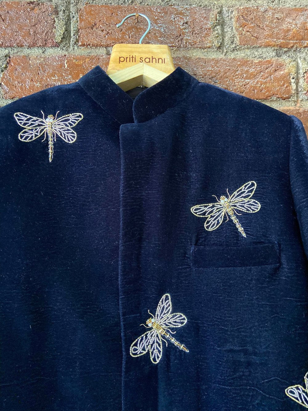 Dragonfly Embroidered Bandhgala Set - men's wear