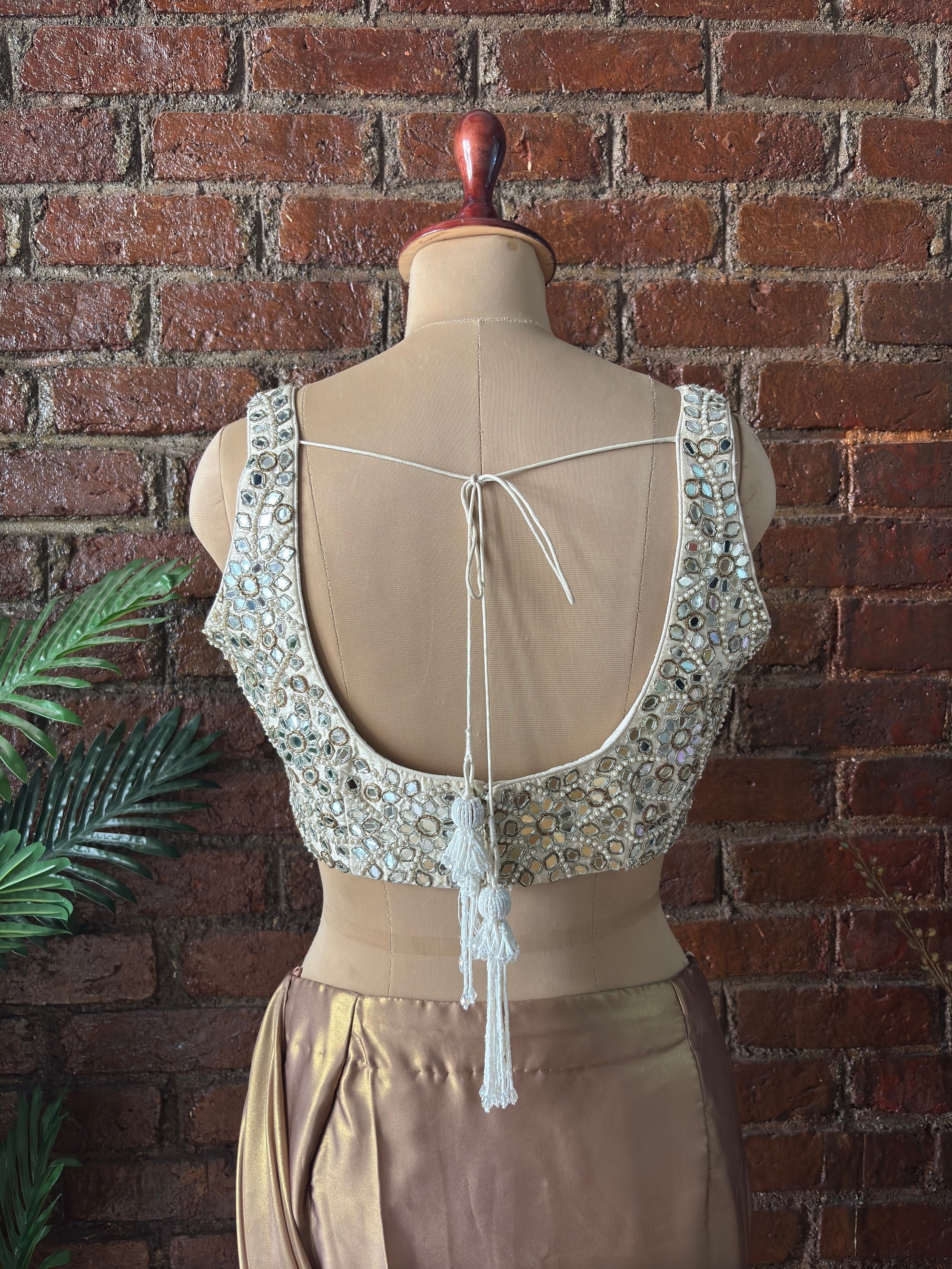 Bronze Shimmer Pre-Stitched Saree and Blouse