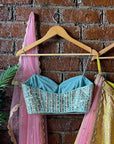 Yellow Brocade and Mint Green Lehenga Set - india lehenga