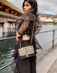 Black Ruffle Pre-Stitched Saree - ruffle saree Sydney