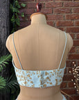 Powder Blue Pre-Draped Saree with Zari work Bustier