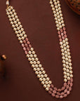 Gold Plated Pink Beaded Pearl Necklace for Men - necklace for men