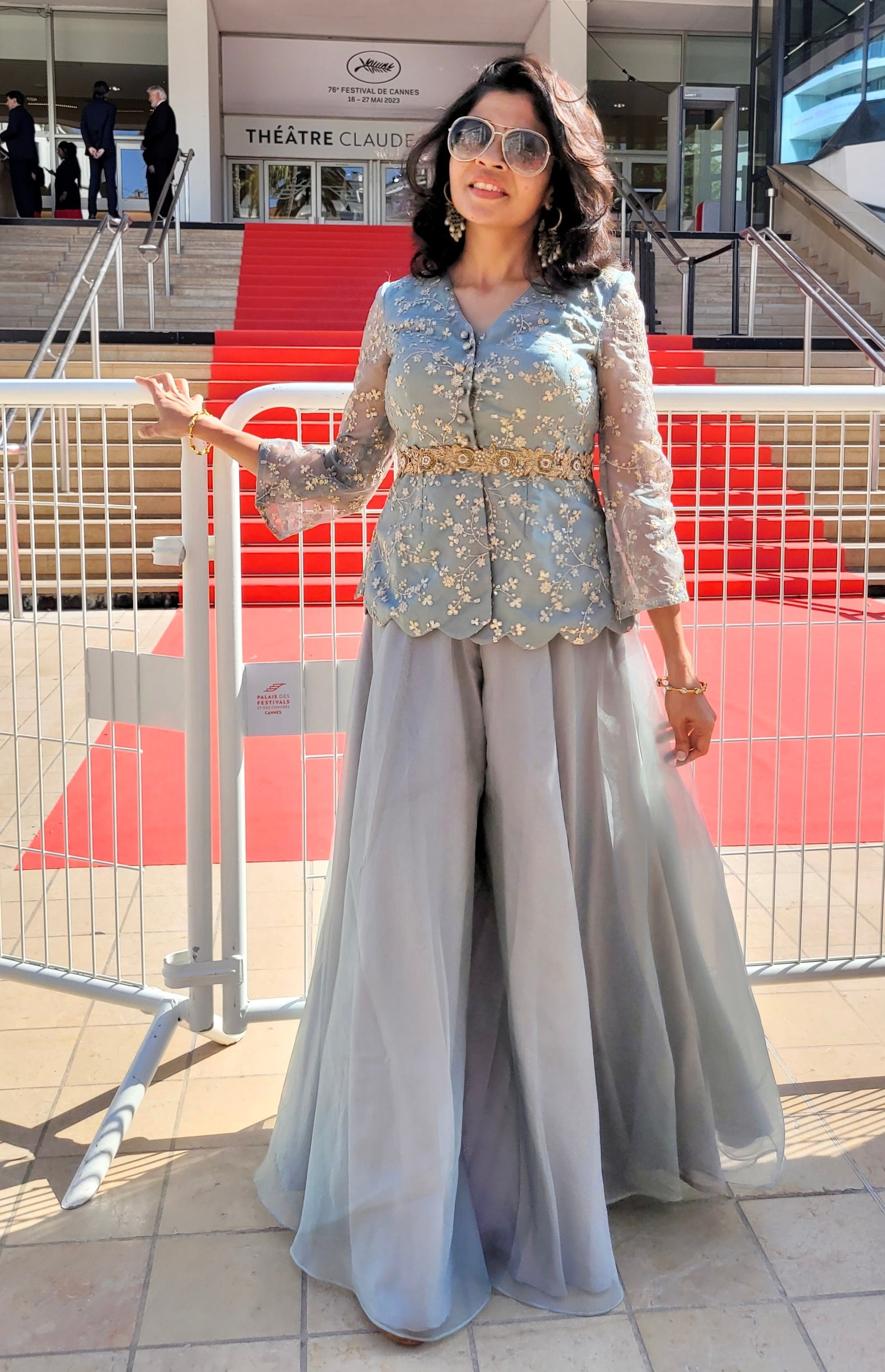 Dust Green Peplum Top and Palazzo Set - palazzo set Australia