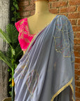 Burnt Lavender Embroidered Saree