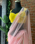 Pink Organza Embroidered Saree