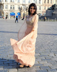 Nude Mirror Work Blouse with Sharara & Cape Set - sharara set New Zealand