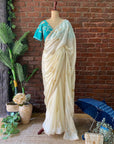 Ivory Tissue Embroidered Saree