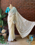 Ivory Tissue Embroidered Saree