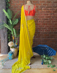 Mustard Georgette Embroidered Saree
