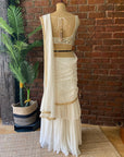 Ivory ruffle Pre-Stitched Saree - saree Australia