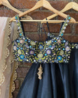 Black Lehenga Set with Thread and Mirror Work - black lehenga Australia