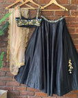 Black Lehenga Set with Thread and Mirror Work - black lehenga Australia