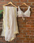 Mauve Organza Saree with Mirror Work Blouse - organza saree USA