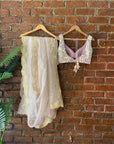 Mauve Organza Saree with Mirror Work Blouse - organza saree USA