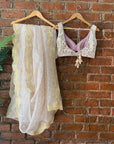 Mauve Organza Saree with Mirror Work Blouse - organza saree USA
