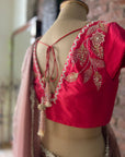 Burnt Burgundy Organza Embroidered Saree
