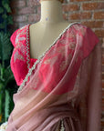 Burnt Burgundy Organza Embroidered Saree