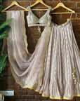 Mauve Lehenga Set with Mirror Work Blouse - lehenga Canada