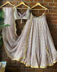Mauve Lehenga Set with Mirror Work Blouse - lehenga Canada