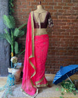 Fuchsia Chiffon Embroidered Saree