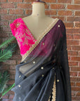 Black Organza Embroidered Saree