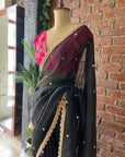 Black Organza Embroidered Saree