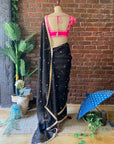 Black Organza Embroidered Saree