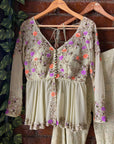 Olive Peplum Embroidered and Palazzo Set - indian wear for women USA
