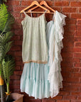 Mint Green Thread and Mirror Work Kurta and Sharara Set - indian attire Sydney