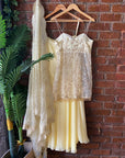 Lime Yellow Organza Slit Kurta and Gharara Set - kurta set Sydney