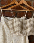 Ivory Thread Work Bustier, Pant and Jacket Set - indian attire USA