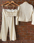 Ivory Thread Work Bustier, Pant and Jacket Set - indian attire USA