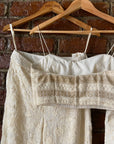 Ivory Thread Work Bustier, Pant and Jacket Set - indian attire USA