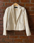 Ivory Thread Work Bustier, Pant and Jacket Set - indian attire USA