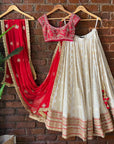 Red and Ivory Multipanel Lehenga Set - red lehenga Sydney