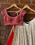 Red and Ivory Multipanel Lehenga Set - red lehenga Sydney